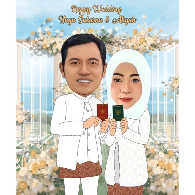 Fto pernihan karikatur,edit fto karikatur pernikahan