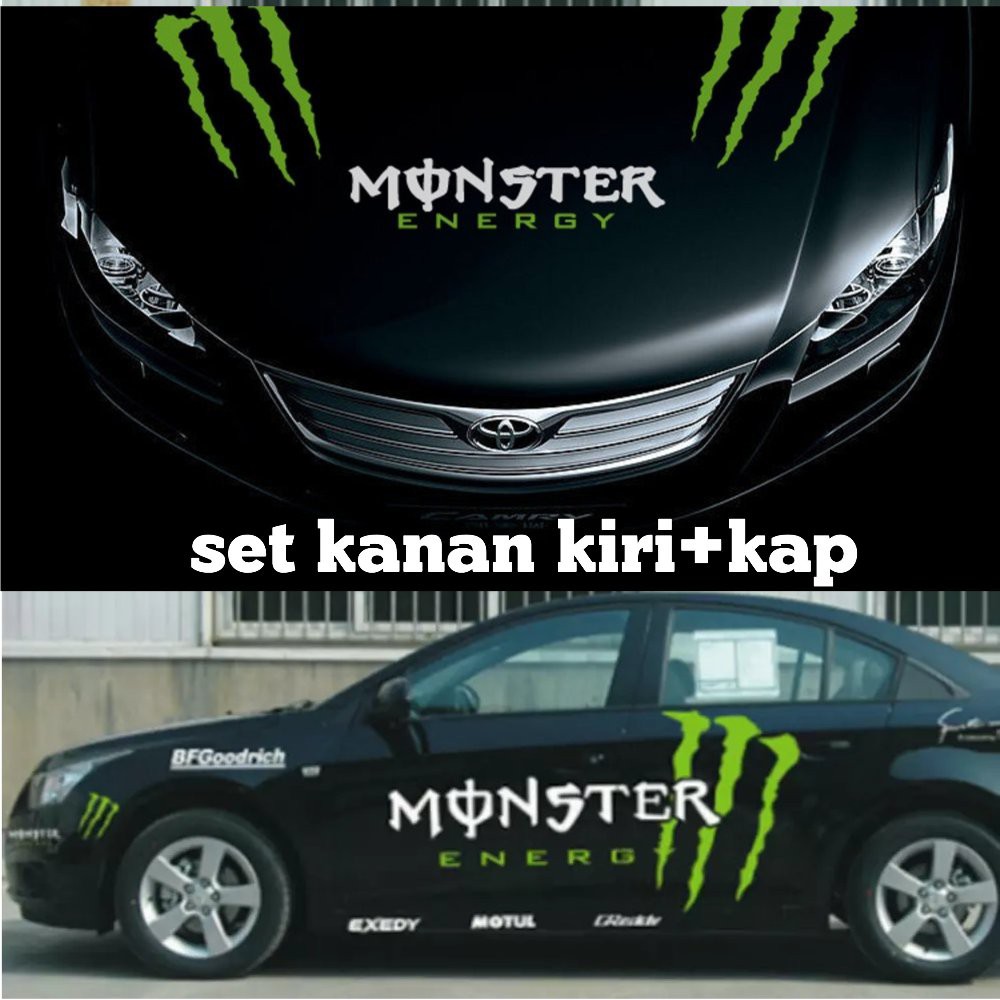 Cutting Sticker Tema Monster Energy Kanan Kiri Plus Kap Mesin Bagus Shopee Indonesia