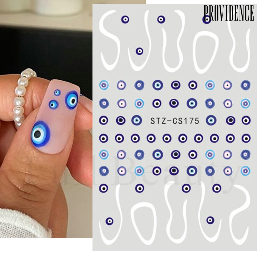 Stiker Kuku Motif Mata Iblis 5 Gaya Dengan Perekat Untuk Dekorasi Nail Art