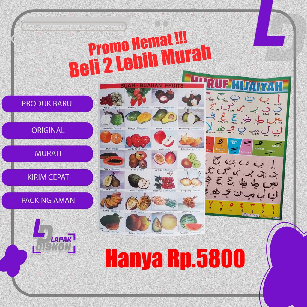 

Promo Poster Beli 2 Lebih Murah | Poster Buah-Buahan Dan Poster Angka 1-100