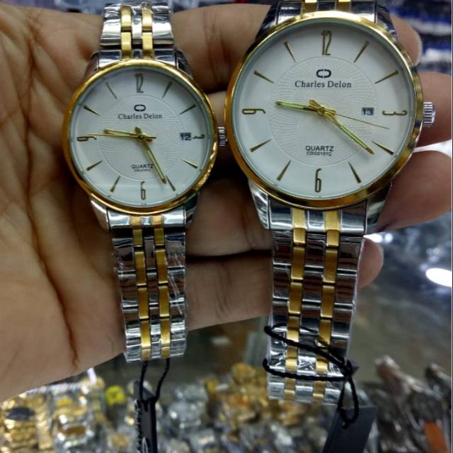 JAM TANGAN COUPLE CHARLES DELON RANTAI KOMBINASI