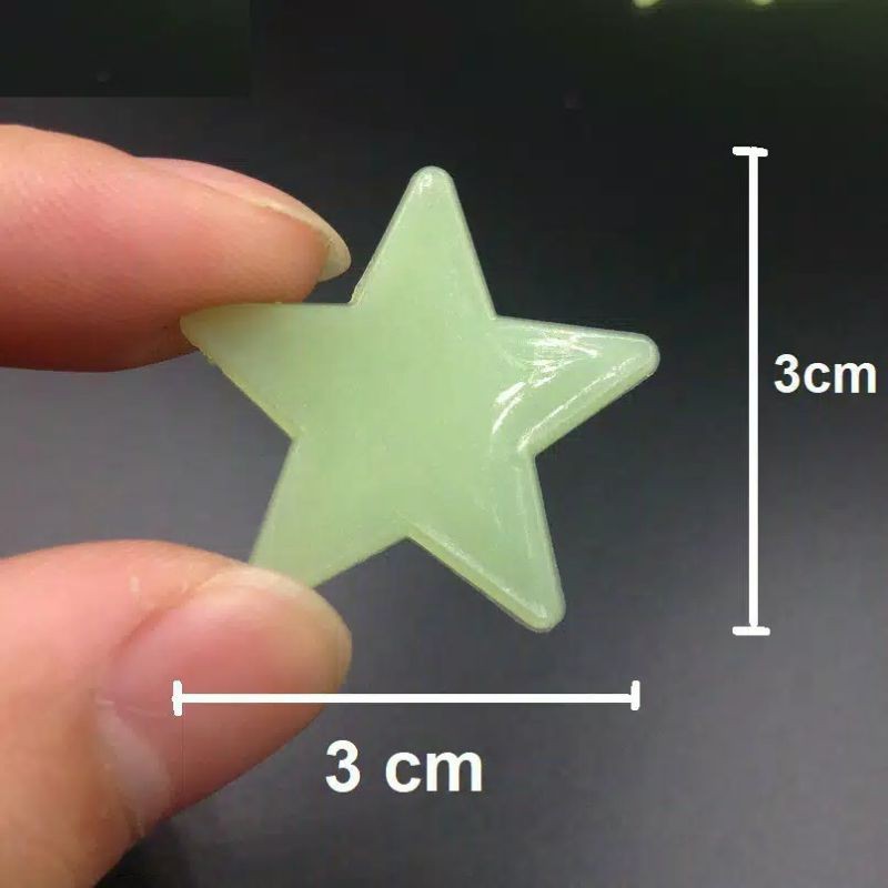 Medan Termurah/ISI 100PCS Sticker bintang star Glow in the dark 3cm