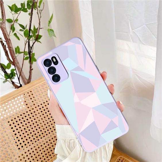 Softcase Glass Macaron Lilac [SM118]  For Oppo Reno 6 4G A5s A16 A15 Reno 5F Reno 5 A54 | Case Oppo 