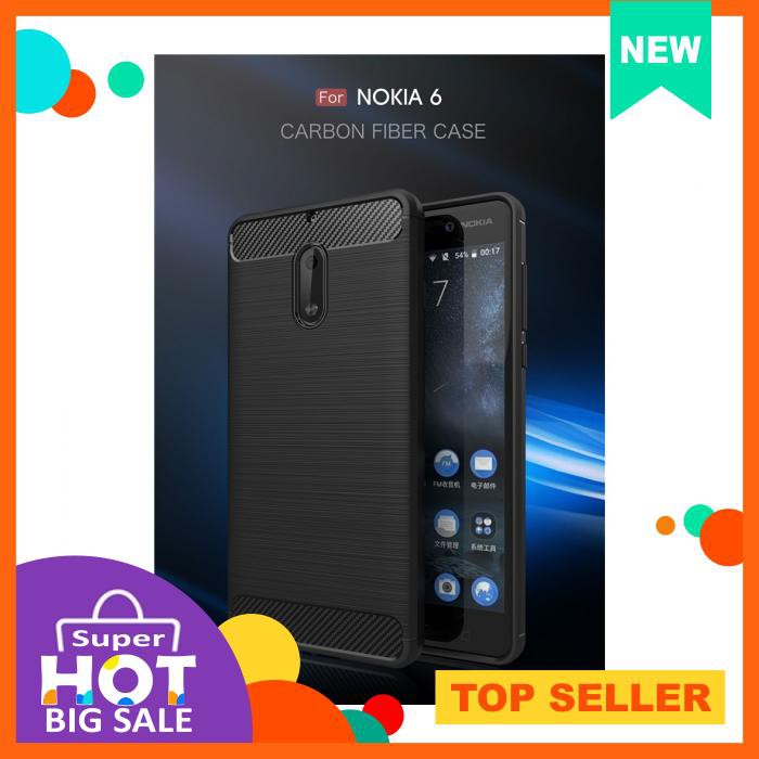 Soft Case - Case Nokia 6 Softcase Carbon Fiber Premium Shockproof Tpu Hitam - Casing & Covers