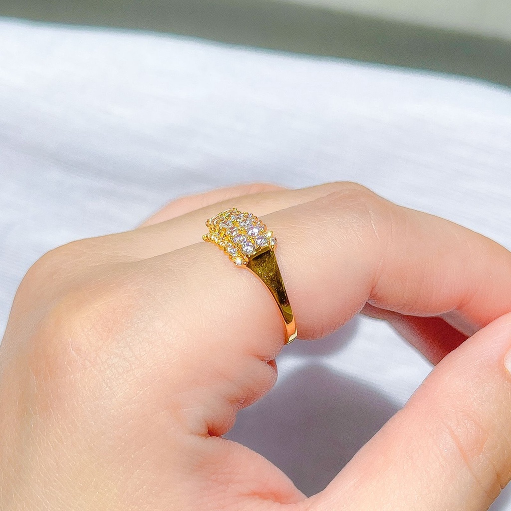 Cincin anak dan dewasa emas asli kadar 700 70 16k gold like berlian diamond baris 4 permata bling mewah ringan satu gram 1 gr g nomor no 11 12 13 14 15 16 17