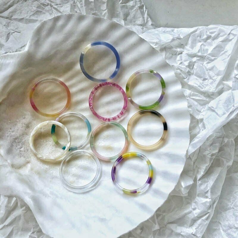 2020 Cincin Resin Akrilik Transparan Warna-Warni Untuk Wanita