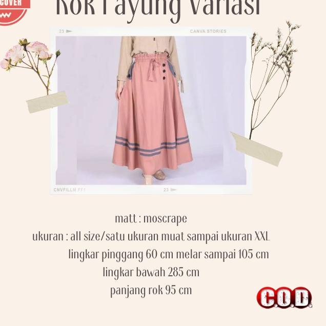 Paling Disukai.. ROK PANJANG PAYUNG MOSCRAPE BAWAHAN WANITA MUSLIM ROK PAYUNG JUMBO VARIASI KANCING 