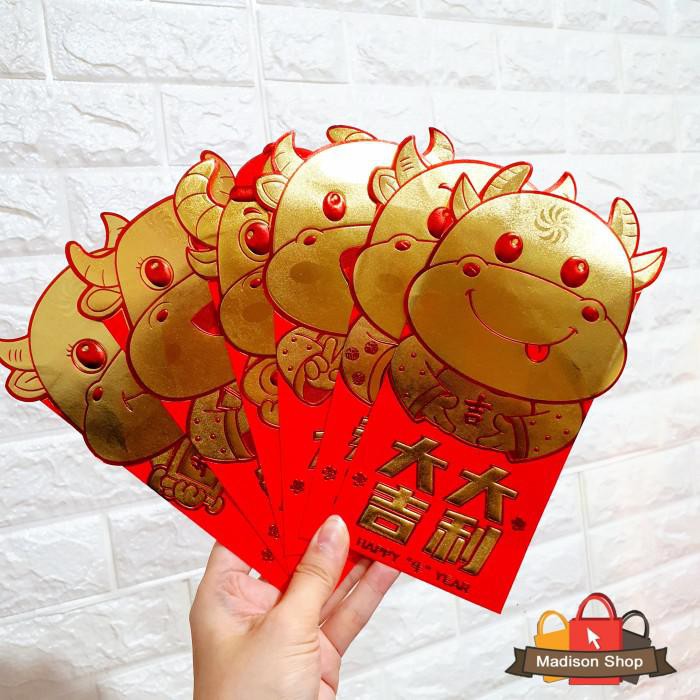

1901 Angpao Kerbau Panjang isi 6 Ampao Imlek Murah Amplop Ampao Emas