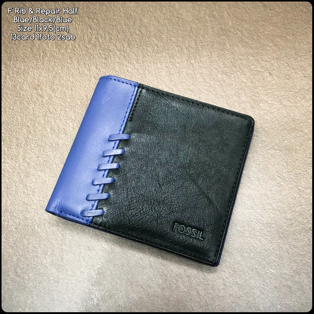 dompet kulit F rib &amp; repair LT blue black blue premium dompet pria dompet cowok