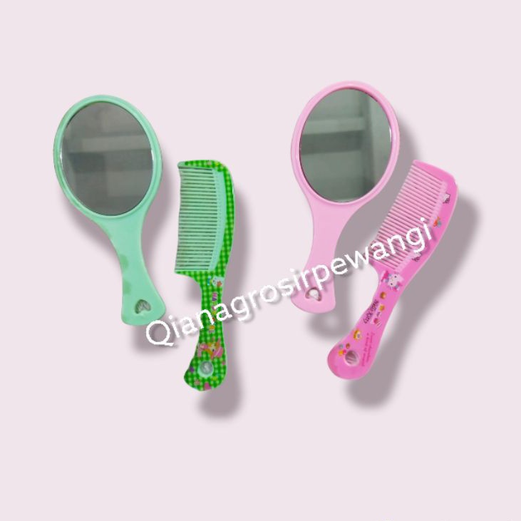 kaca dan sisir set/kaca sisir gaganh/cermin set ukuran sedang