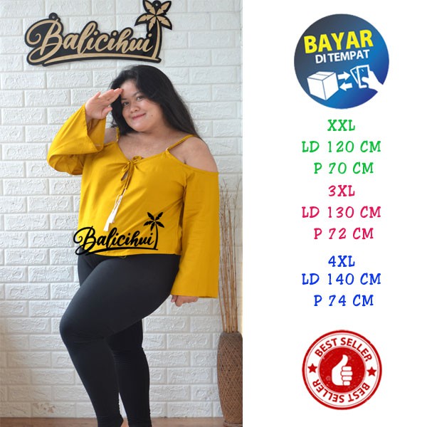 Balicihui Top Tassel Jumbo Atasan 4XL Tassel Jumbo Plus Size Big Size Blouse Wanita