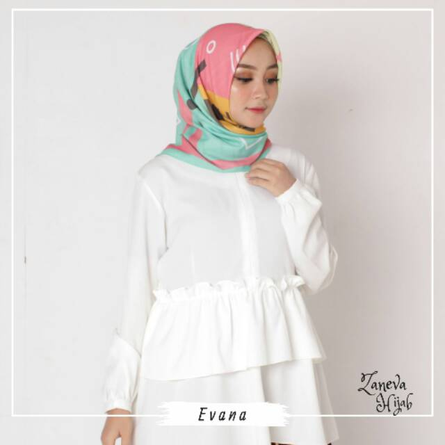 Hijab Voal Printing / Hijab Segiempat Murah / Hijab Motif Evana By Zaneva