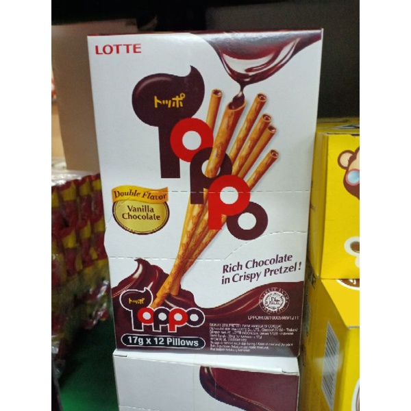

Lotte Toppo Stick Coklat Vanilla Netto 17gr x 12pcs