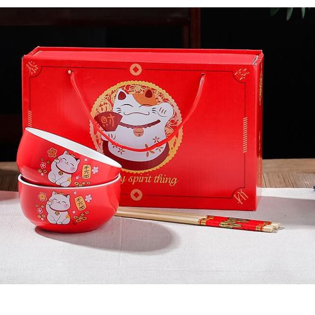 

Super Sale Mangkok set 2 Lucky cat Maneki with giftbox