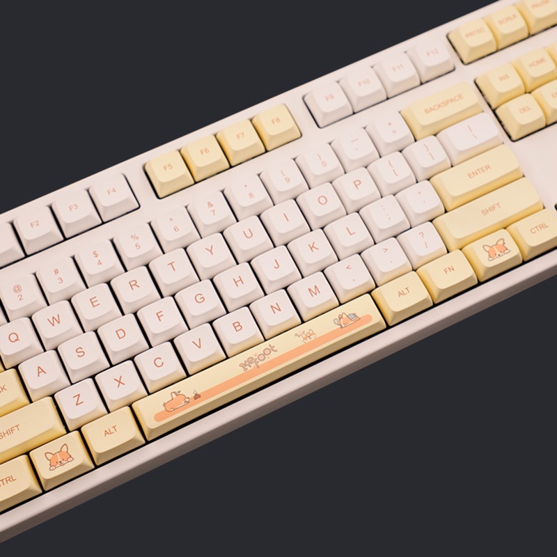 Btsg PBT Keycaps 138-kunci Lucu Tema Corgi Pewarna Sublimasi XDA Keycap Keyboard Mekanik Untuk Saklar Cherry MX