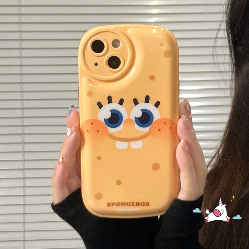 Soft Case TPU Tebal Motif SpongeBob Untuk IPhone 7 8 6 6s Plus 11 12 13 Pro MAX XR X XS MAX SE 2020