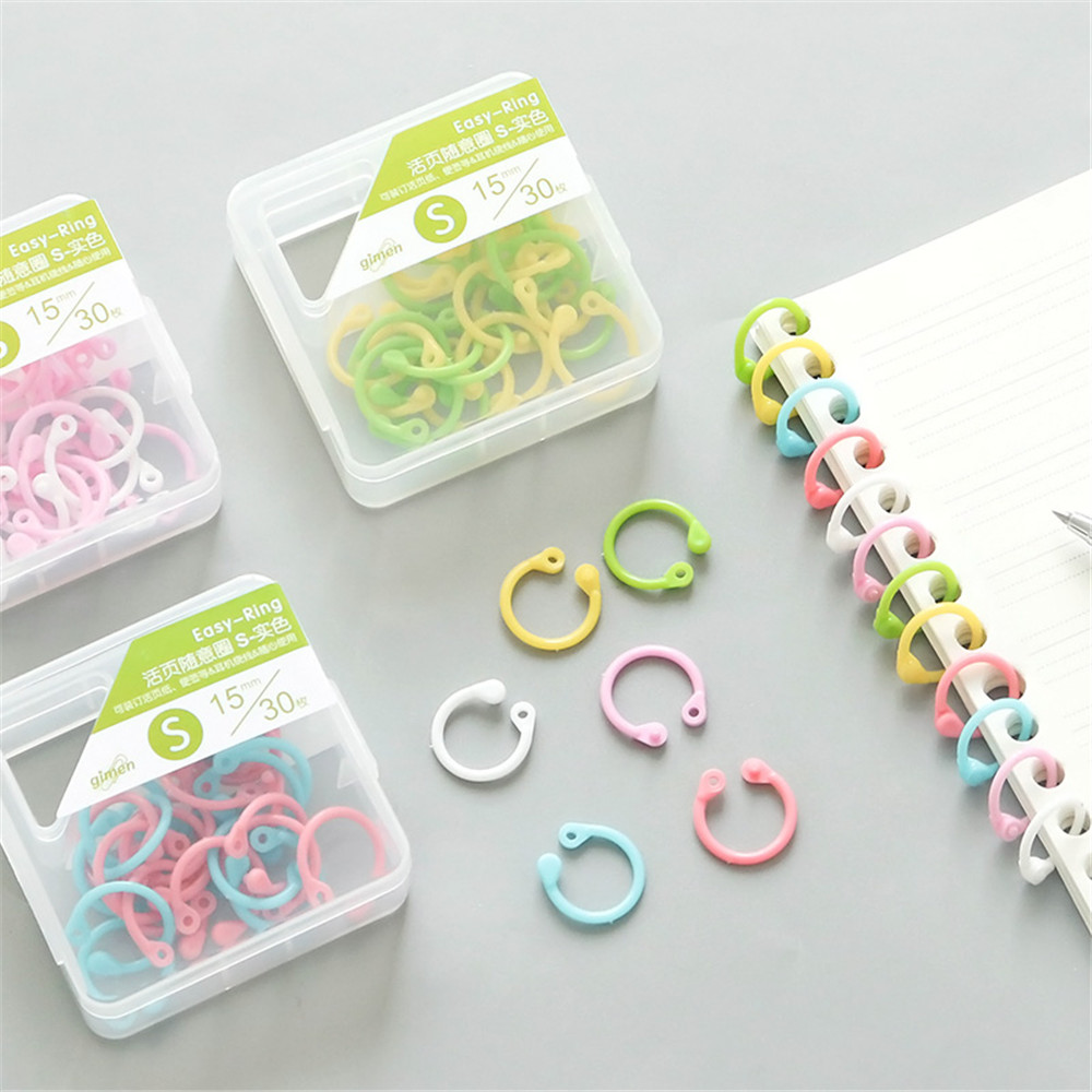 10 / 20pcs Ring Binder Loose Leaf DIY Untuk Album / Kantor / Sekolah Hoops