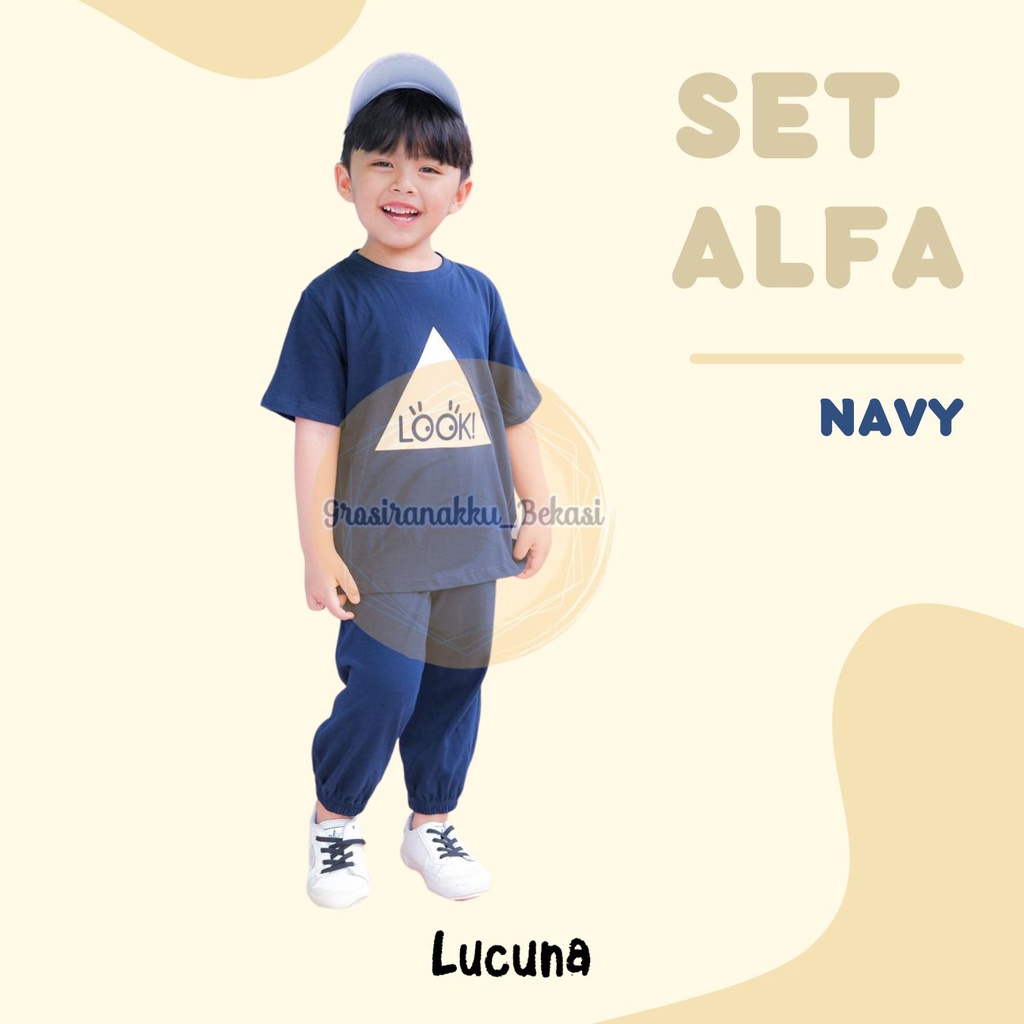 Setelan Anak Unisex Lucuna Alfa Warna Navy Size 1-5Th