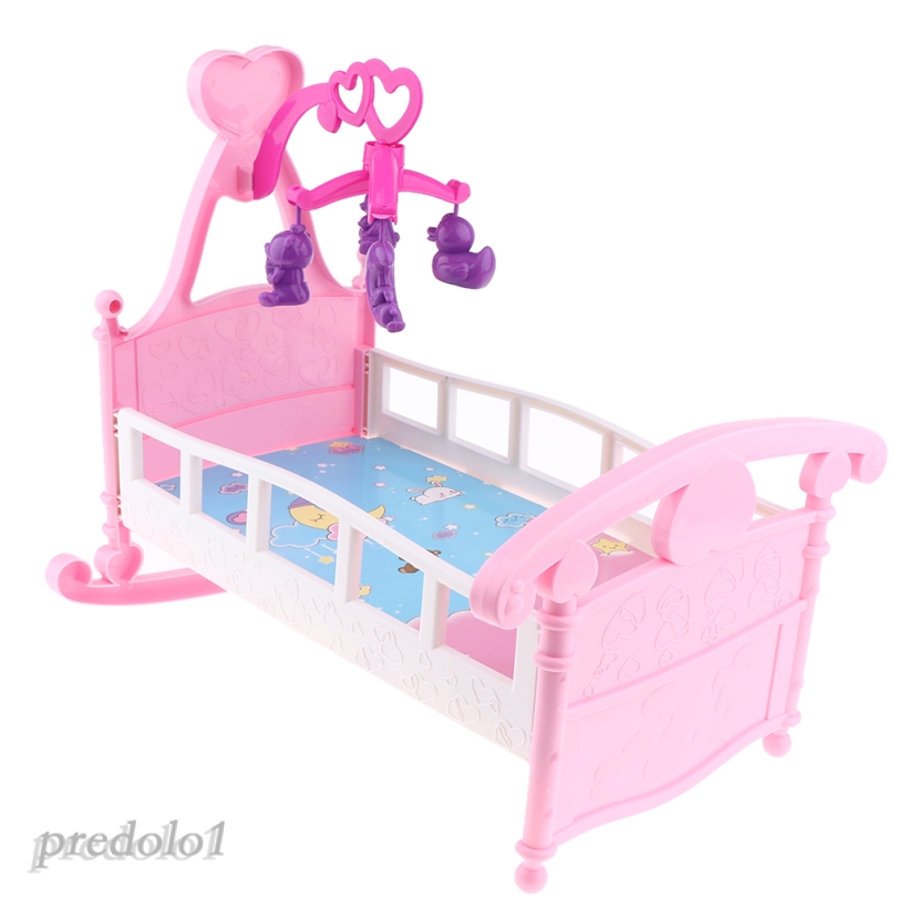 [PREDOLO1] Dolls House Bed Colorful Baby Doll Cribs Cradle Toy for Mel-chan Baby Dolls