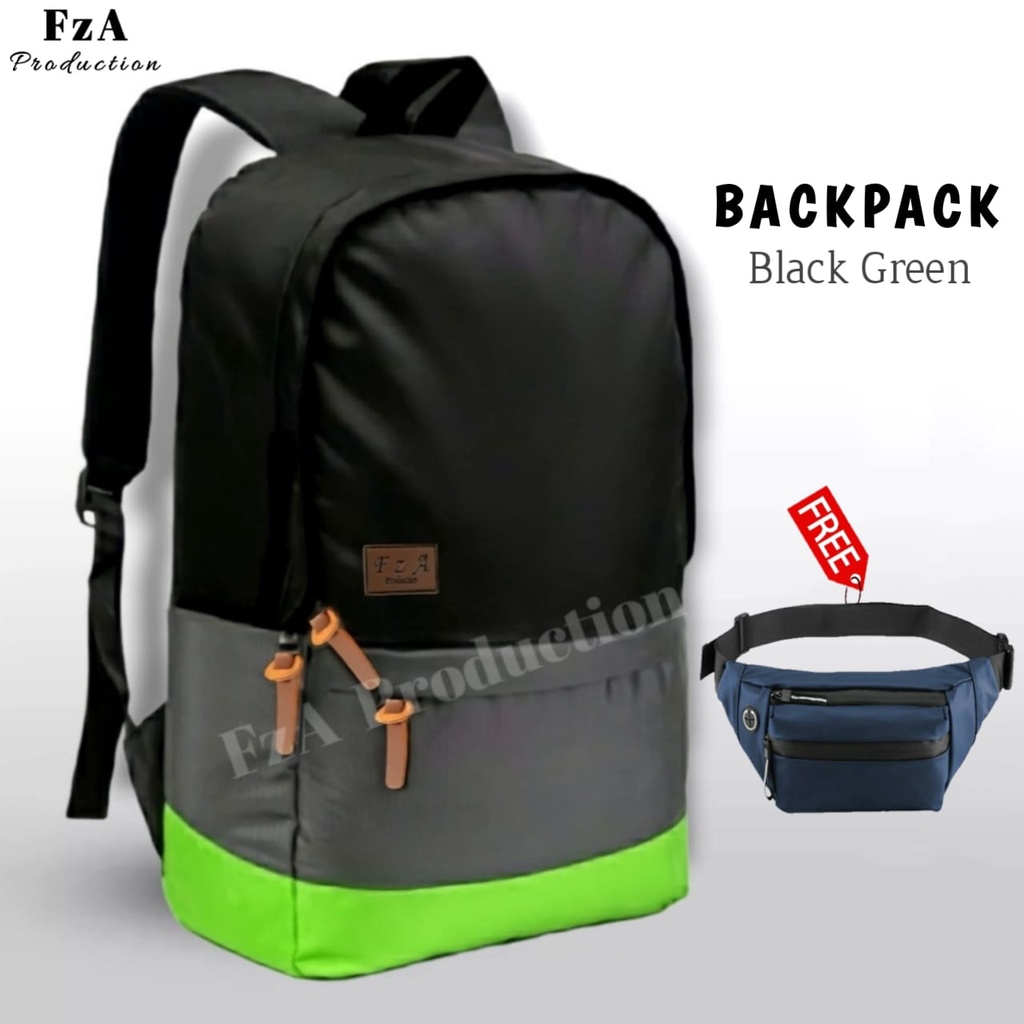 Tas Ransel Punggung Distro Casual Pria Wanita / Tas Ransel Laptop Original FzA FREE Tas Slempang Sporty