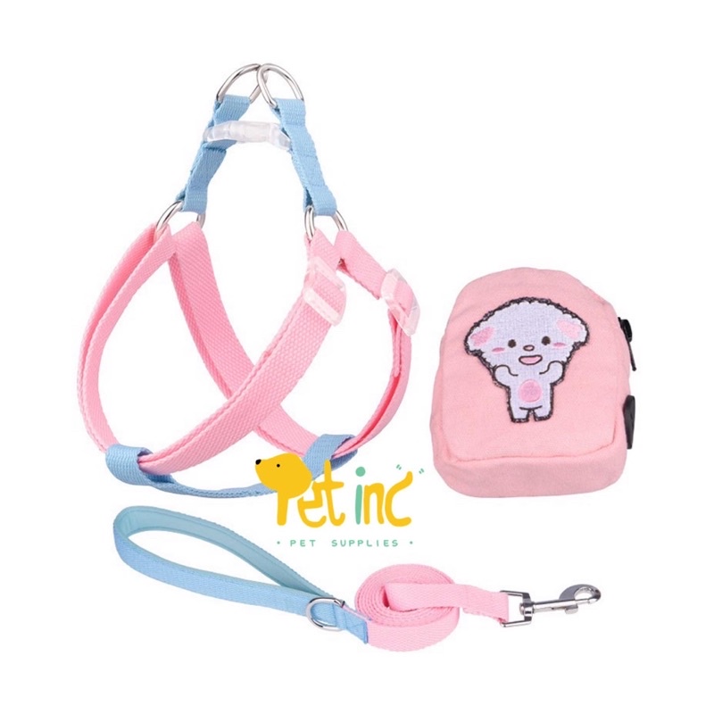 Jellybon korea poo bag harness set with leash