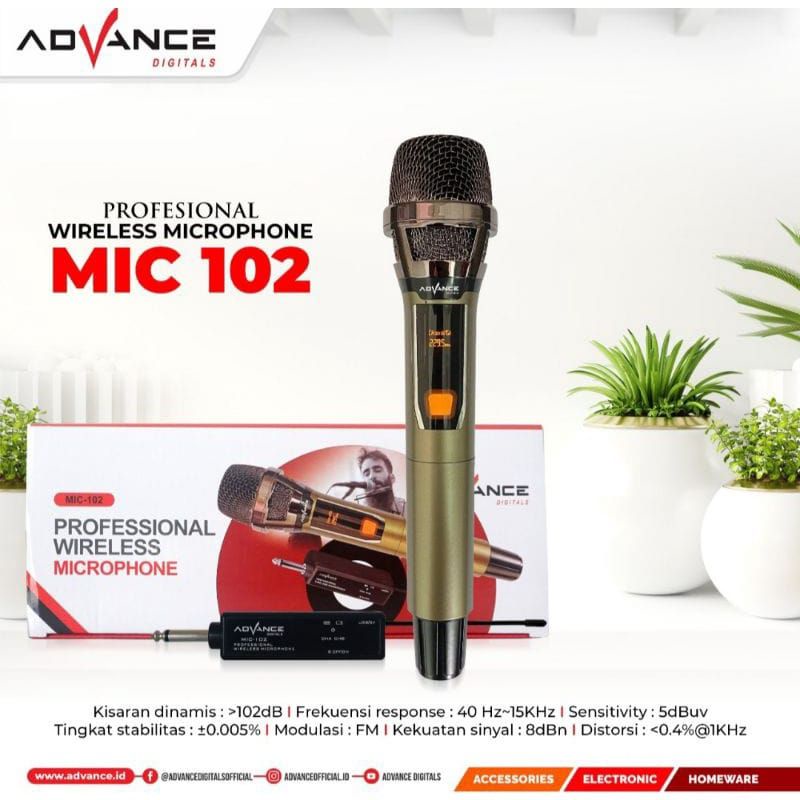 Mic Wireless Advance MIC 102 Mik Tanpa Kabel   Microfon Original Advance