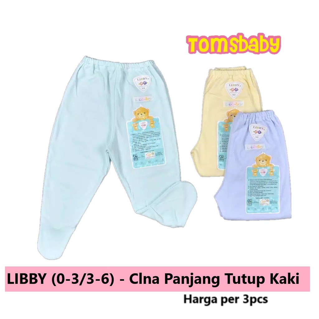 LIBBY 3pcs Celana Panjang Tutup Kaki Bayi WARNA (0-3bln / 3-6bln)