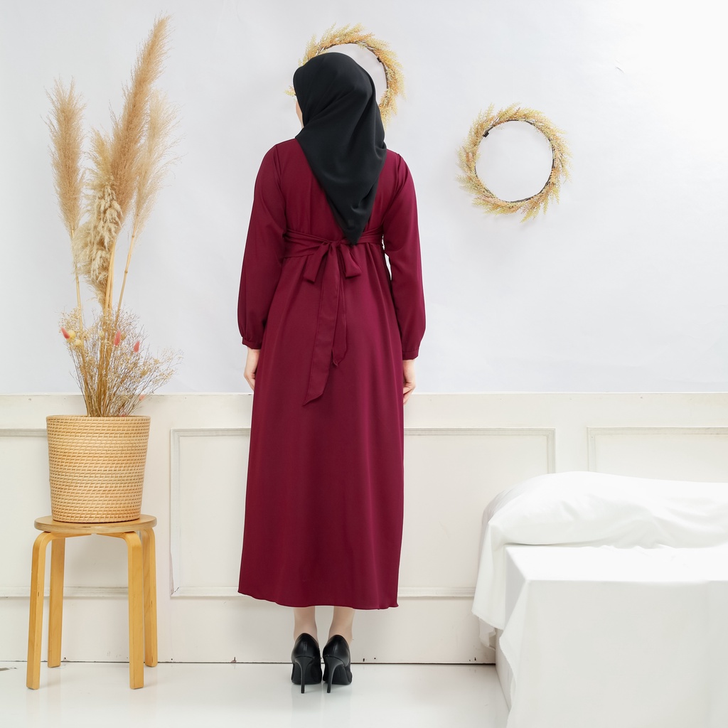 Lalucuku Exclusive Raya Series Dress/ Gamis Emira Wanita Busui Frendly Kekinian Bahan Lady Zara Import-3