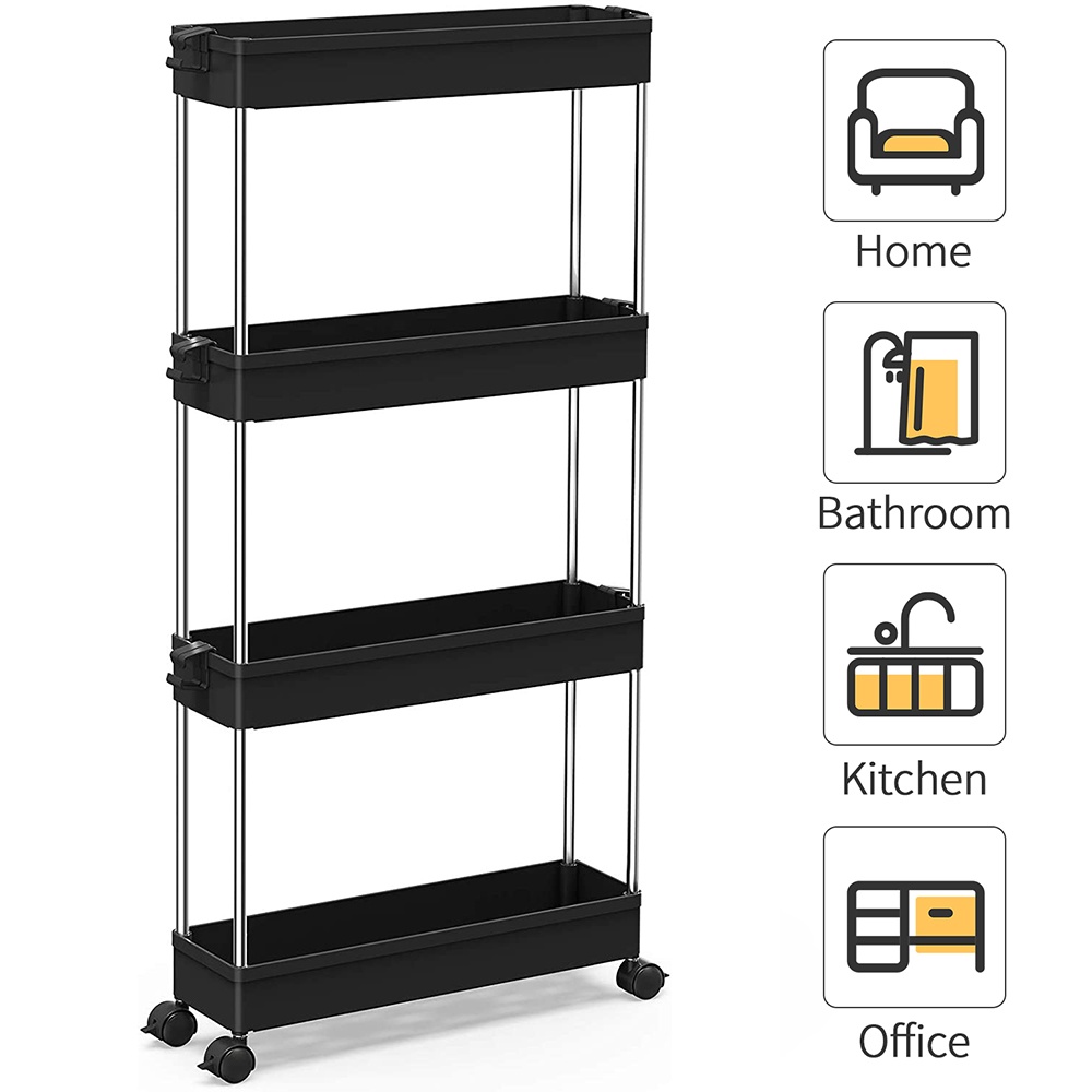 Rak Dapur Serbaguna / Rak Buku Portable / Rak Bumbu Dapur / Troli Dapur Plastik