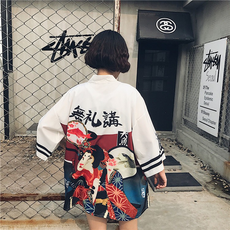 Kimono Haori JEPANG KOREA  GEISHA HAPPI LOOSE KIMONO