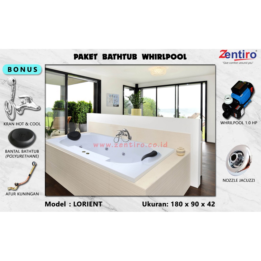 WHIRLPOOL BATHTUB || BATHTUB JACUZZI MARBLE ZENTIRO LORIENT