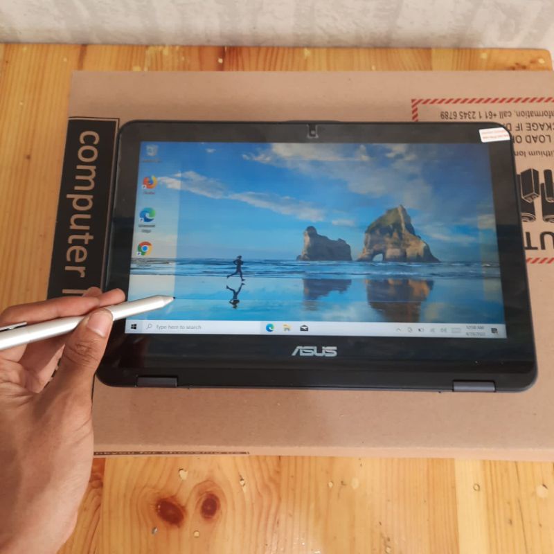 Laptop 2 in 1 Tablet Touch Asus TP203MAH Celeron N4000 Ram 4GB/SSD 128GB incloud Pen stylus ori bawa