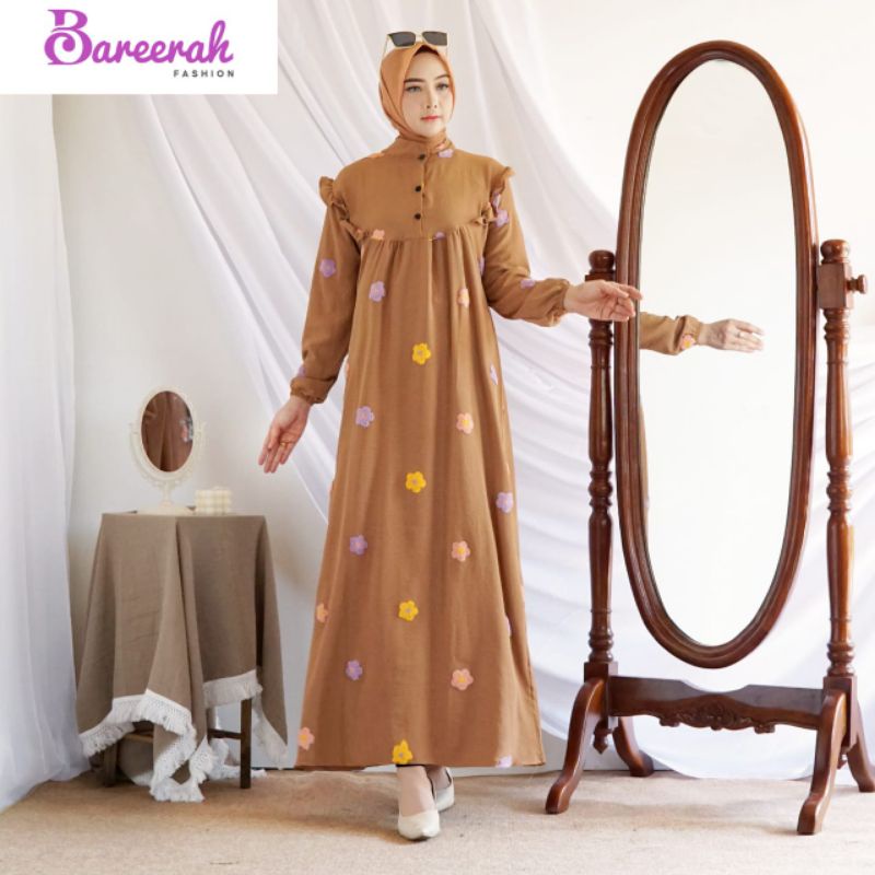 BAREERAH ORI//DRESS NESYA BORDIR STANDAR DAN JUMBO//DRESS CRINKLE BORDIR