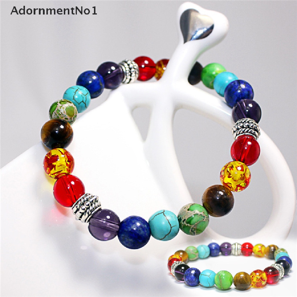 (AdornmentNo1) Gelang Kesehatan Manik Batu Alami 7 Chakra Healing Balance