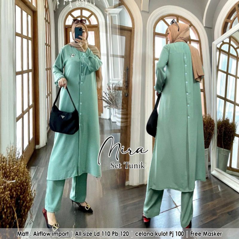 ✔️ SET TUNIK MIRA 1 / ORI / AIRFLOW IMPORT / FREE MASKER / CELANA KULOT