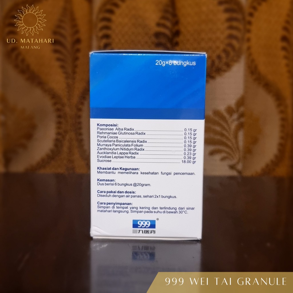 999 WEITAI GRANULE (WEI TAI) | SARAS SUBUR ABADI | OBAT MINUMAN HERBAL CINA UNTUK MENGOBATI SAKIT MAAG / LAMBUNG (ASAM LAMBUNG, MAKANAN TIDAK CERNA, LUKA LAMBUNG, GERD, DLL.), MEMELIHARA KESEHATAN PENCERNAAN, DLL.-2