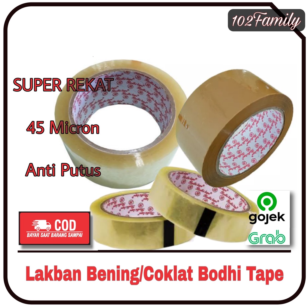 Jual Lakban Bening / Coklat Bodhi Tape 45 micron Daya Rekat lebih Kuat ...