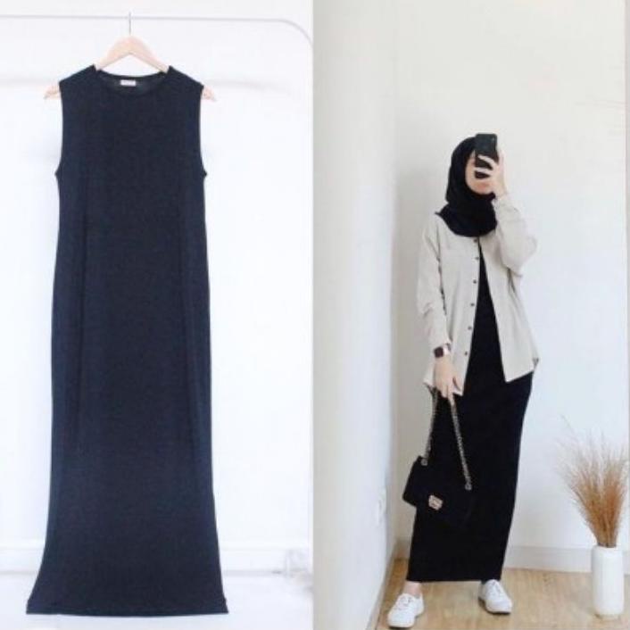 #TREND inner  dress span panjang sleeveles / inner dress tanpa lengan jersey premium ➡️