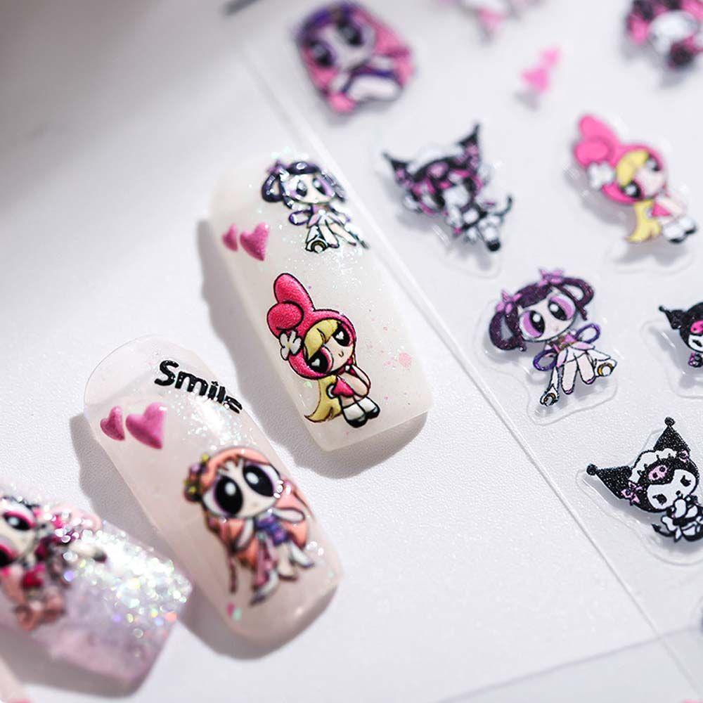 [Elegan] Kartun Stiker Kuku Wanita Lucu Smiley Animal Melody Perekat Diri DIY Nail Art Dekorasi