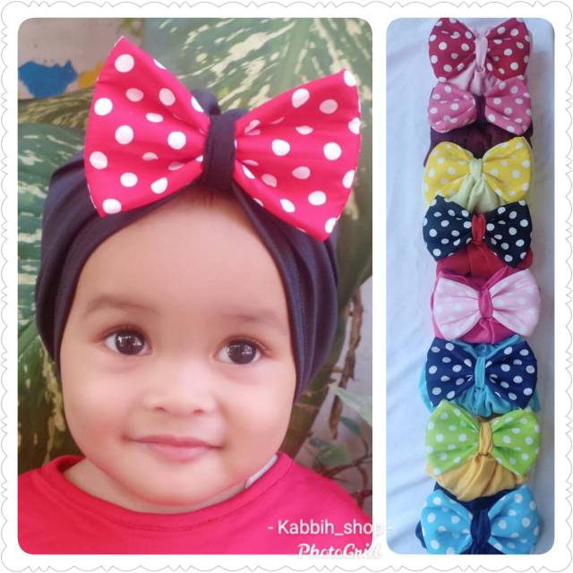 Turban anak beda pita polkadot