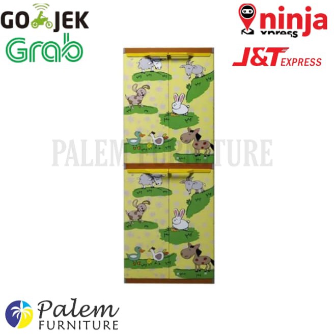 Miami Kinara Lemari Pakaian Plastik Anak Minimalis Motif Animal