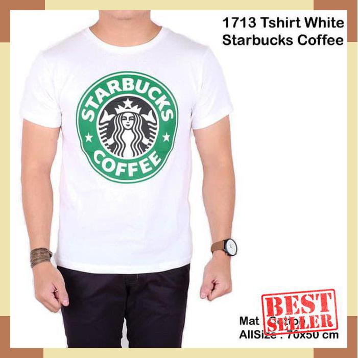 Populer Kaos pria starbucks / kaos cowok pendek polos / baju starbucks
