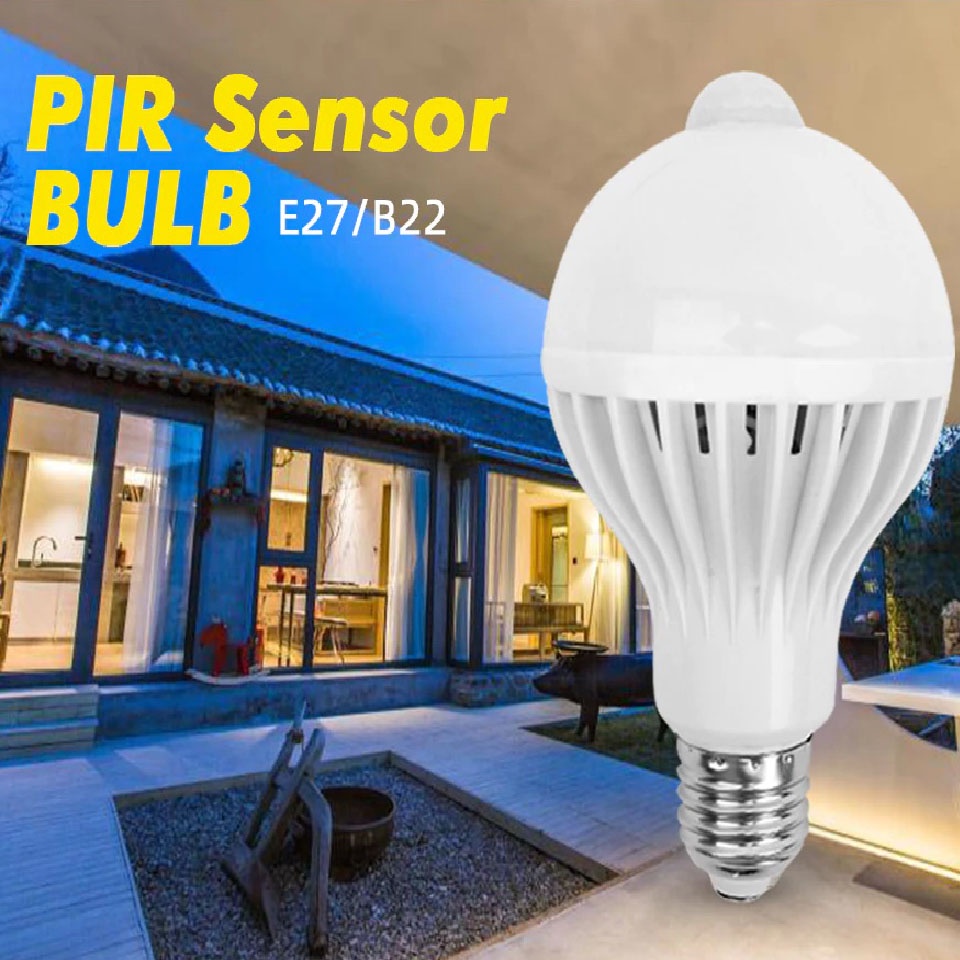 lampu bohlam LED dengan sensor gerak 220V Lampu bohlam LED Smart E27 9W with PIR SensorPIR Motion Sensor LED Bulb E27 Lamp 5W 7W 9W 110V 220V Led Light Induction Bulb Stair Hallway Night Light Corridor Lamps