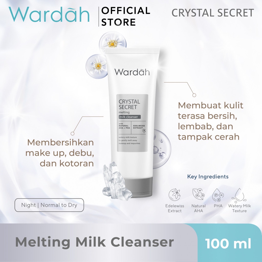 Wardah Crystal Secret Melting Milk Cleanser With Natural AHA+PHA 100ml