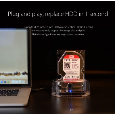 Docking ssd hdd orico 2.5 3.5 inch sata usb 3.0 transparent adapter 6139u3 - Hard disk drive dock transparan 6139-u3