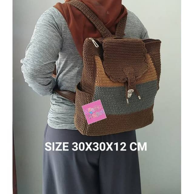 TAS RANSEL RAJUT RANSEL WANITA TAS PUNGGUNG MOCCA MOORA RAJUT TERMURAH