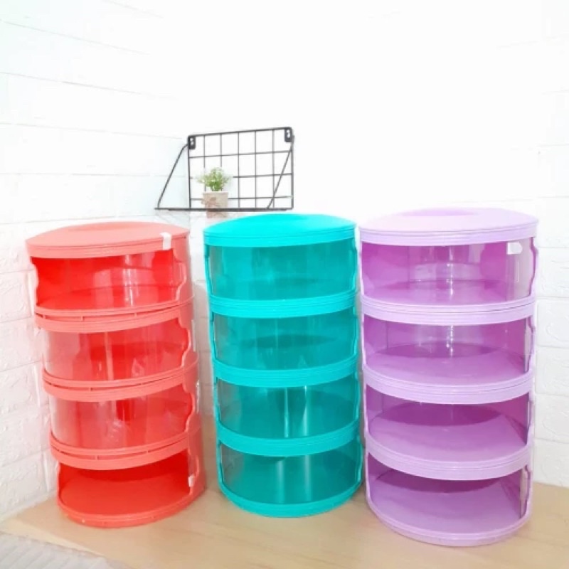 Rak penyimpanan makanan tudung saji susun 4 - PINK,biru,orange,tosca
