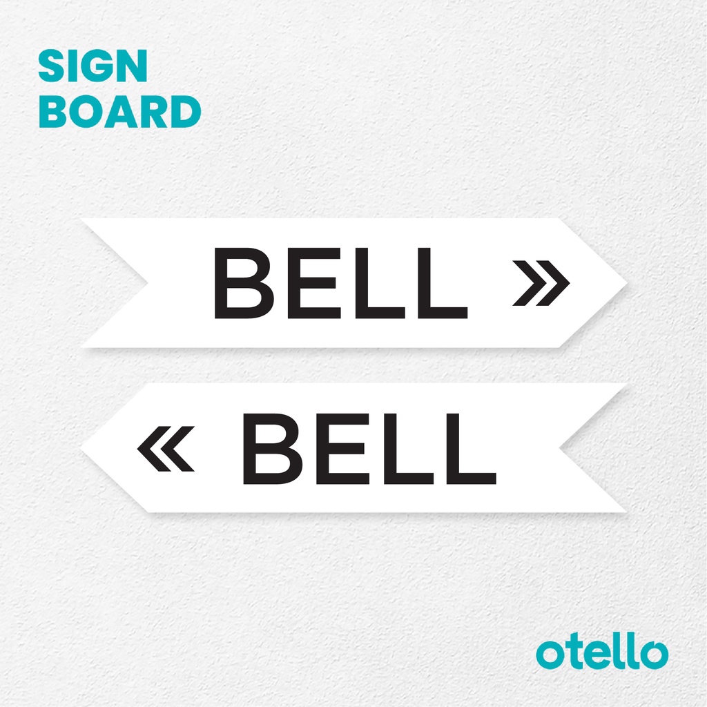 Otello Signage Bell Tekan Pencet Bel Tulisan Arah Papan Akrilik Print Label Acrylic Board Sign Aklirik Tag Petunjuk