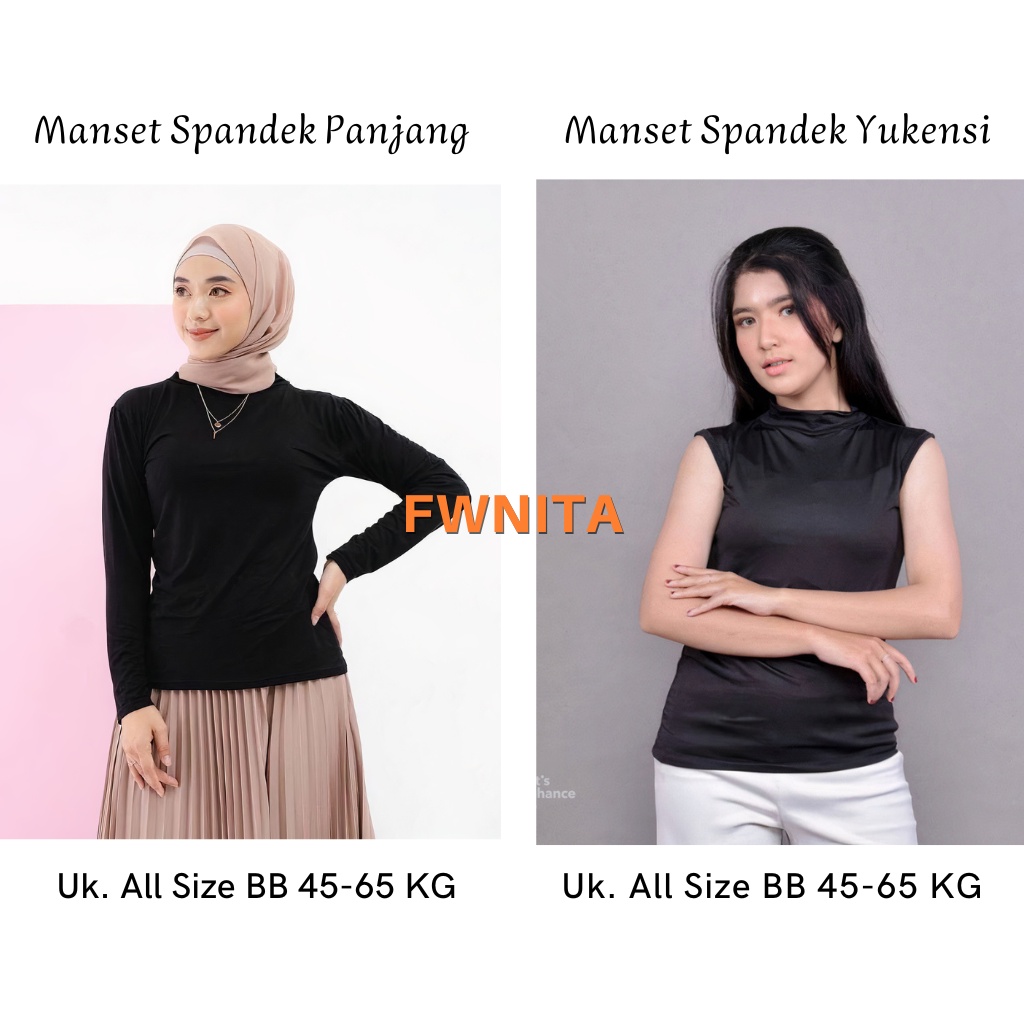 GAMIS LEBARAN MANSET ADEM LENGAN PANJANG MANGSET & MANSET ADEM LENGAN KUTUNG MANGSET POLOS WANITA INNER DRESS-MANSET SPANDEK