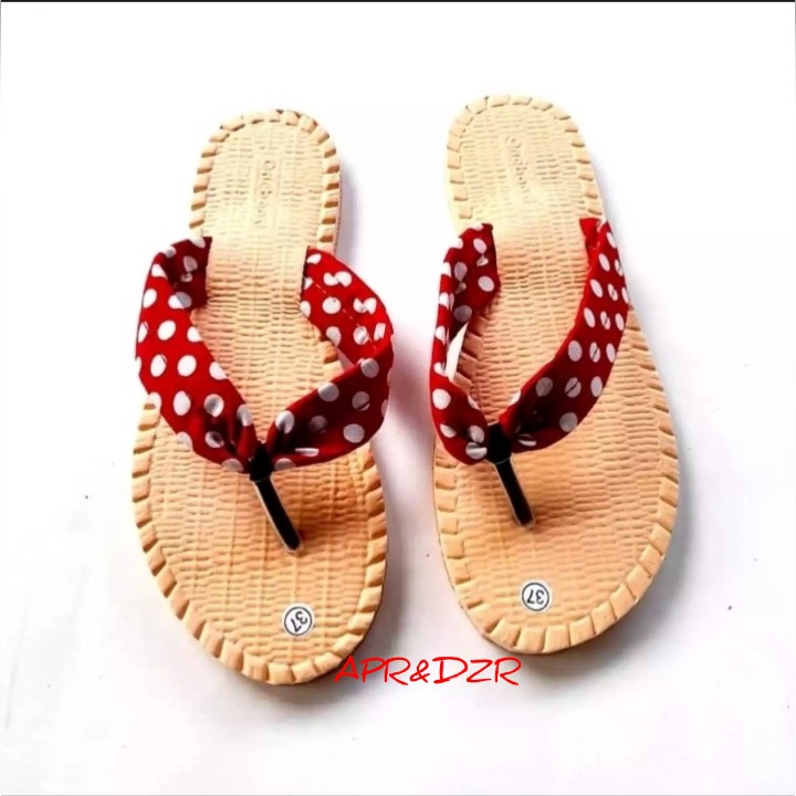 sandal wanita terbaru/sandal jepit etnik tali polkadot